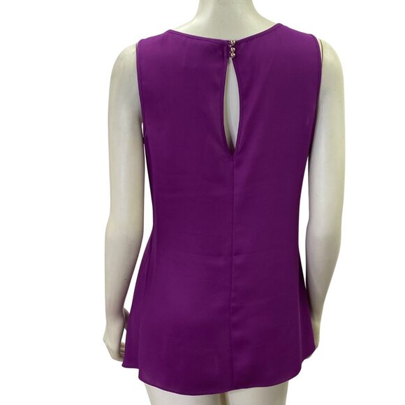 White House Black Market‎ Purple Sleeveless Asymmetrical Drape Tank Top Blouse M - Picture 5 of 6